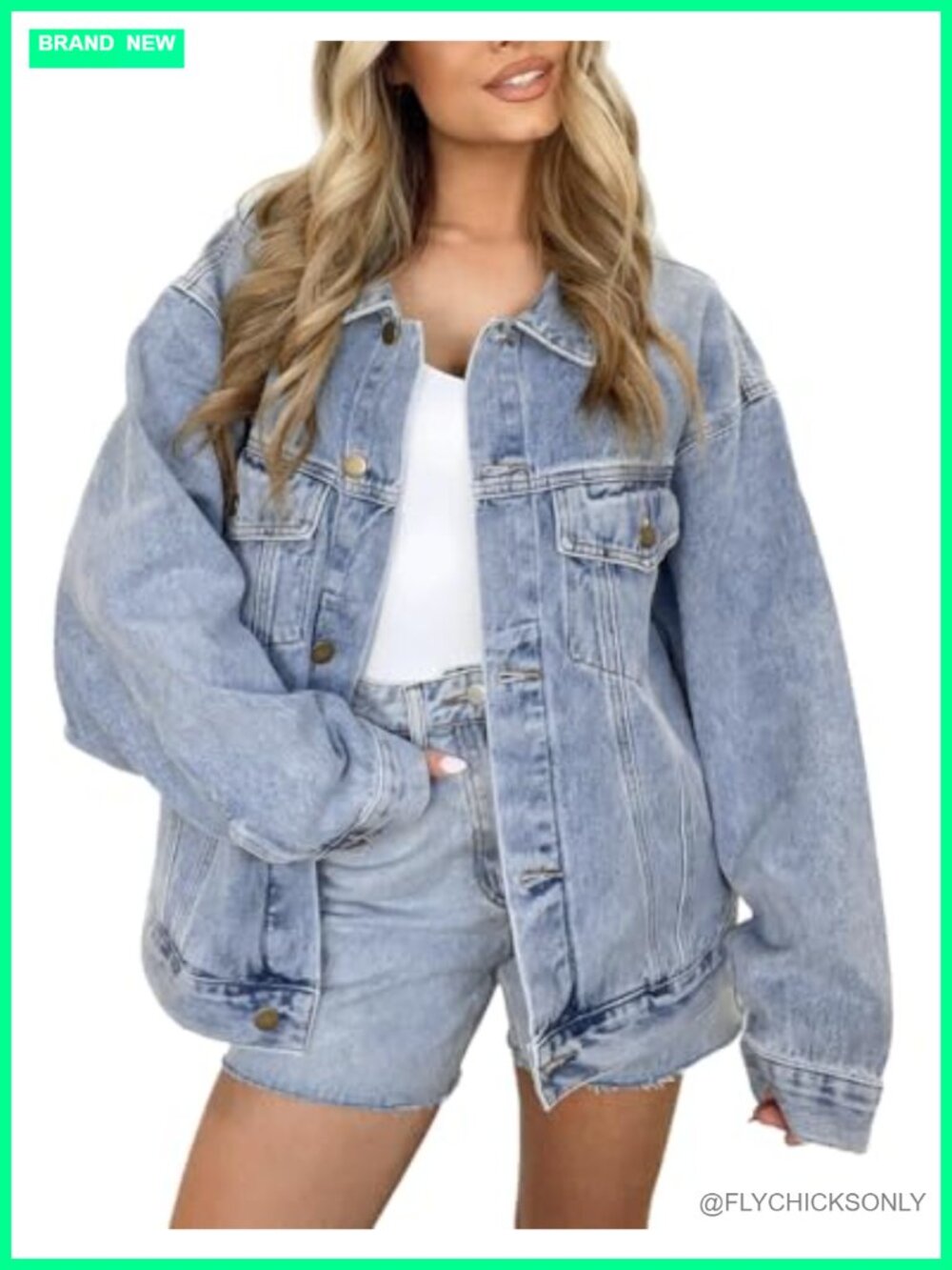 Oversized Long Denim Jacket Button Down Trucker Shacket